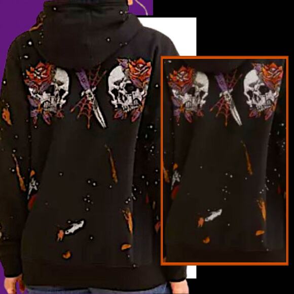 Affliction Oversize Black Label  Grease Mob Hooded Sweatshirt Size M-L - Picture 5 of 6